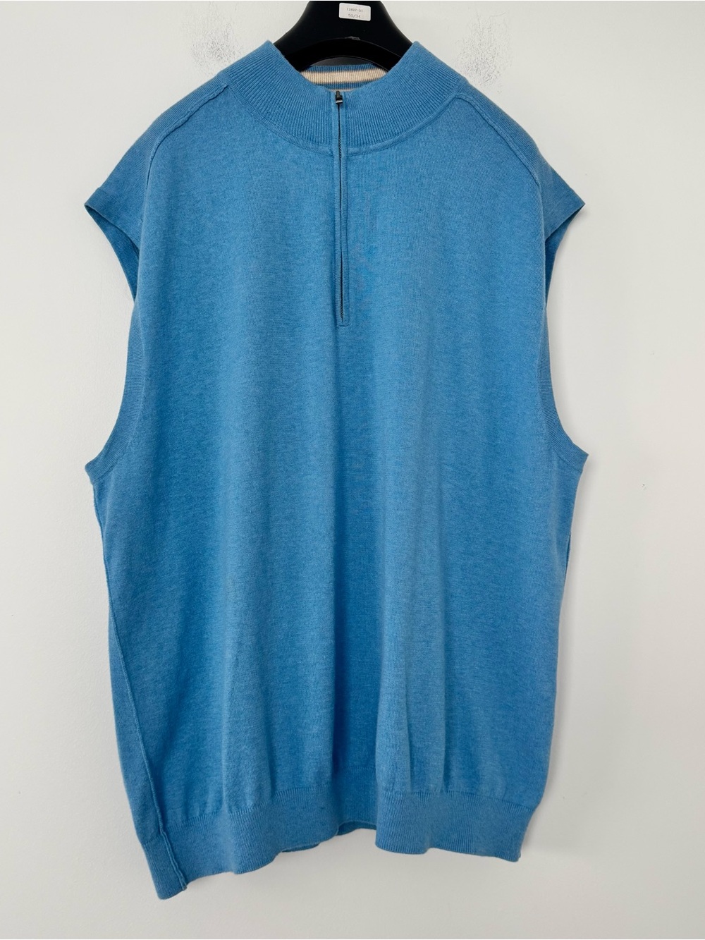 Cutter & Buck Sweater Vest Mens 2XB Light Blue Cotton Cashmere Blend 1/4 Zip Big